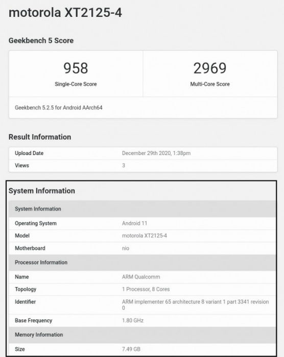 摩托罗拉Nio更多规格曝光：前置双打孔屏 骁龙865加持