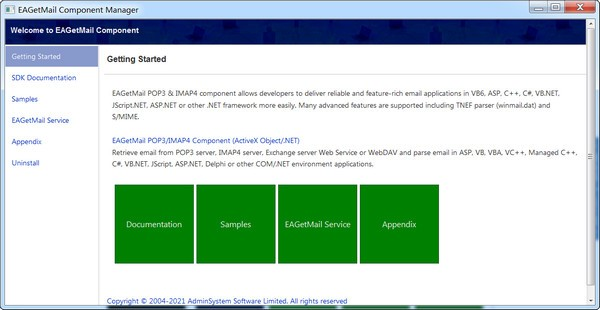 EAGetMail Component Manager截图