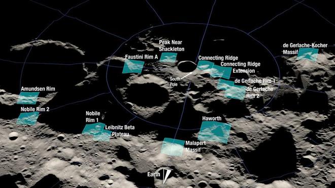 NASA公布重返月球计划登陆点 13个候选位置均位于南极附近