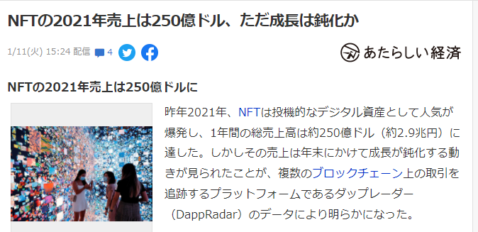 2021年NFT总销售额约250亿美元 年末增长放缓