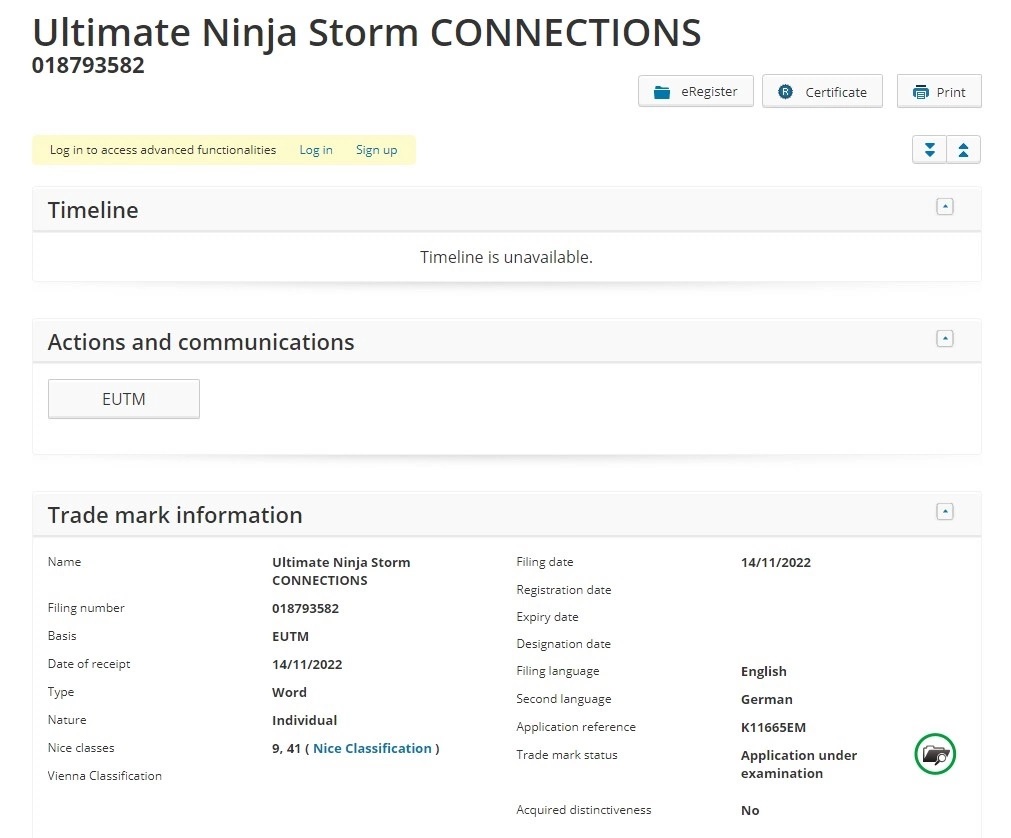 《火影忍者疾风传终极风暴》续作有望！万代南梦宫娱乐申请「Ultimate Ninja Storm Connections」商标